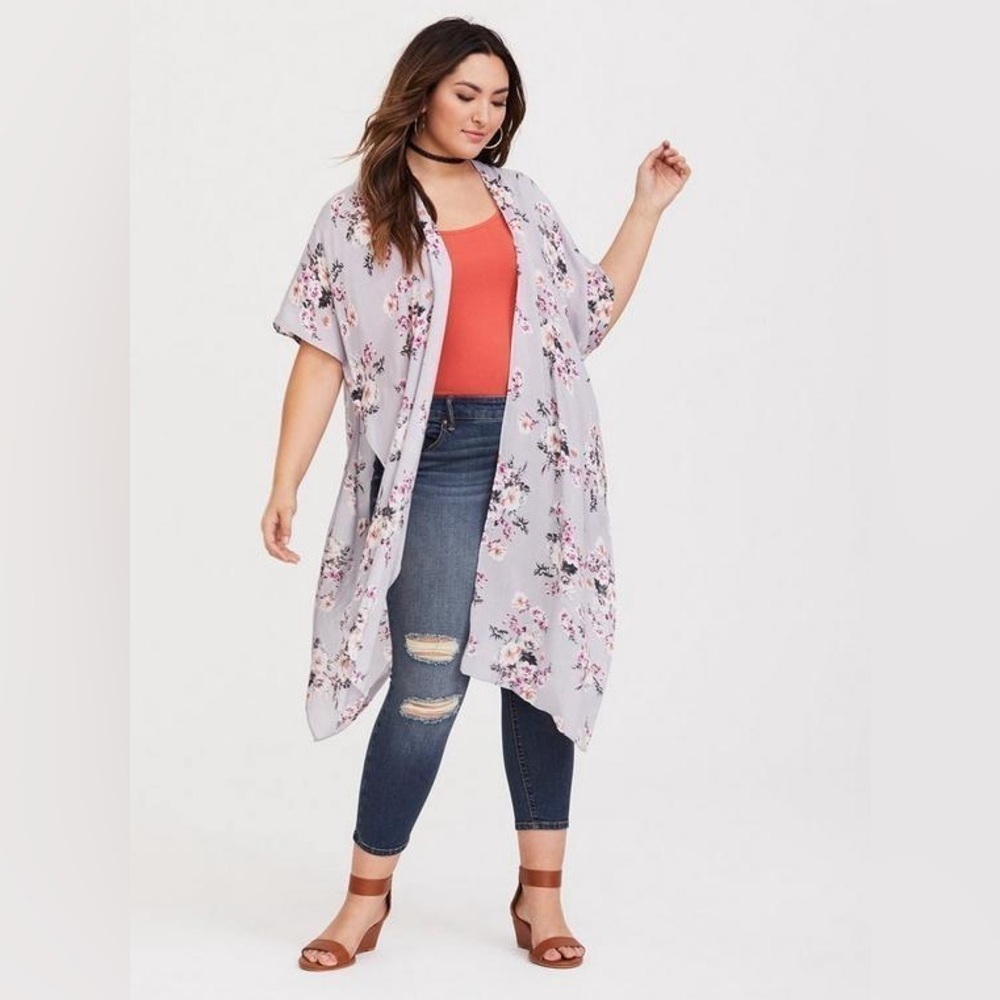 Torrid Gauze Duster Kimono in Purple Size 1/2